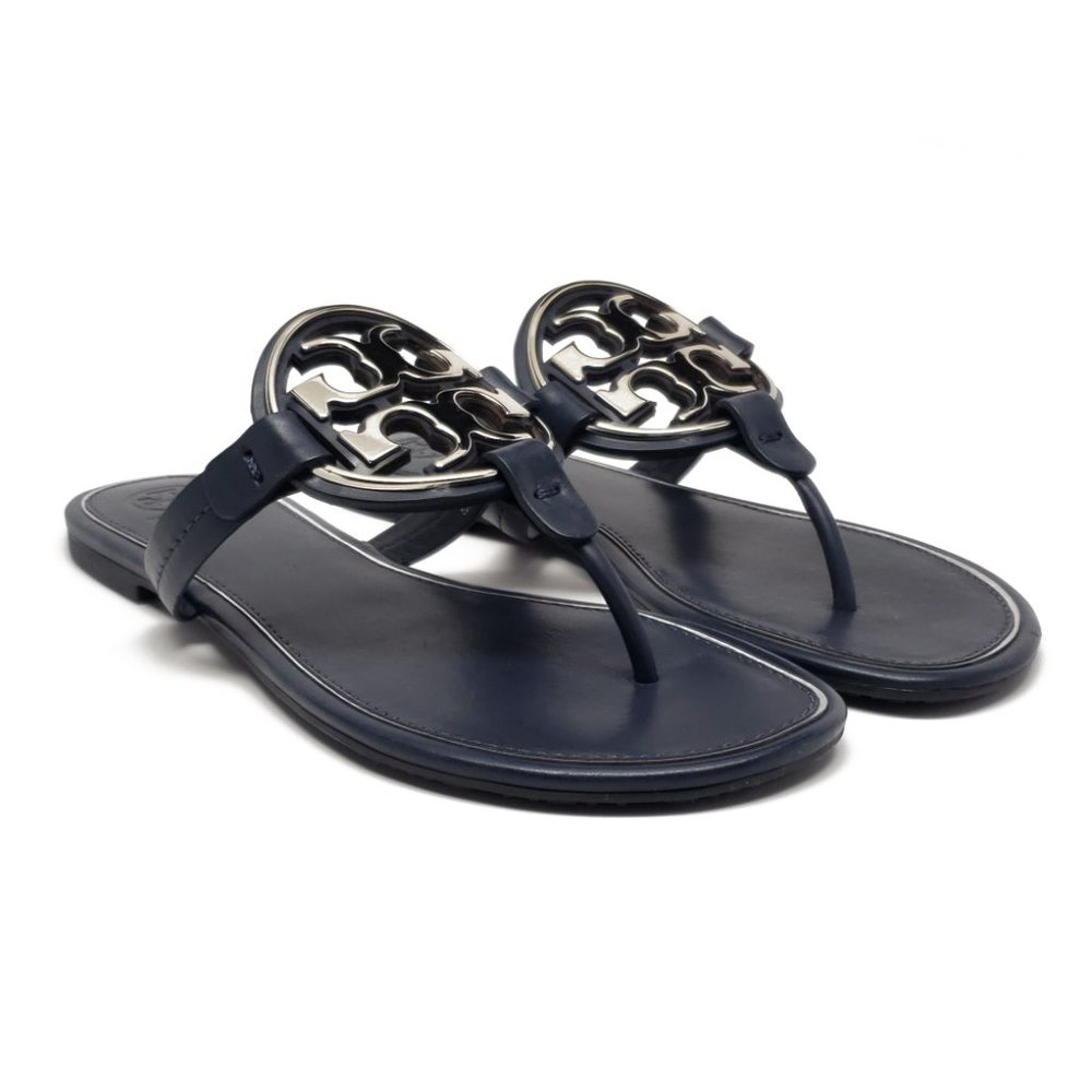 Tory Burch Metal Miller Sandals in Navy Size 8 - Picture 3 of 8